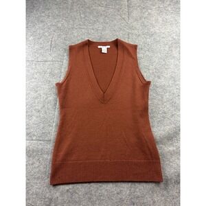 CAbi Sweater Vest Womens S Rust Pullover V-Neck 100% Lamb's Wool Academia SEE